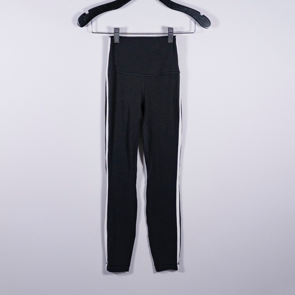 Lululemon Women's Align High Rise Side Stripe Tight Leggings 25" Black White 0 - Picture 1 of 3